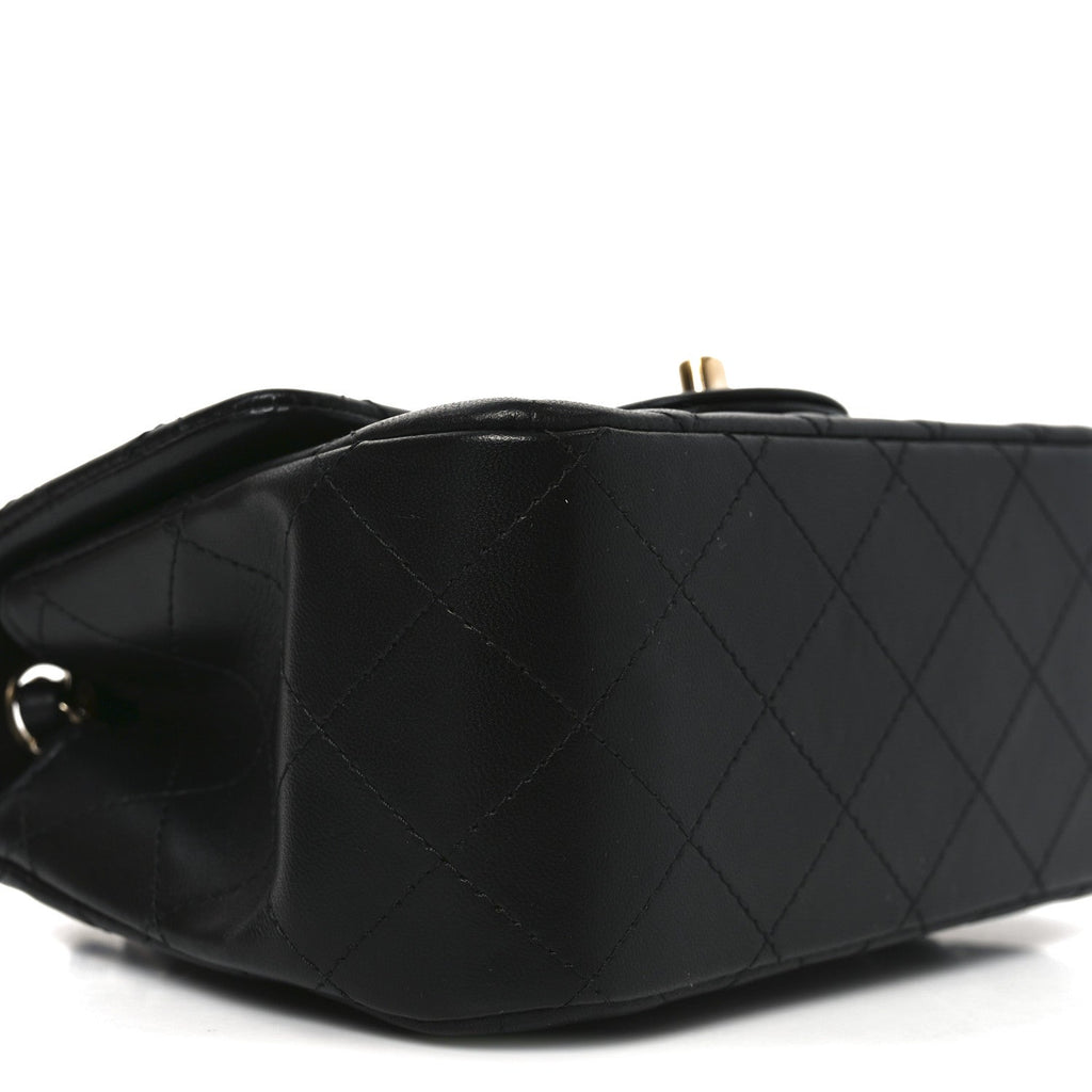 Lambskin Quilted Mini Square Flap Black