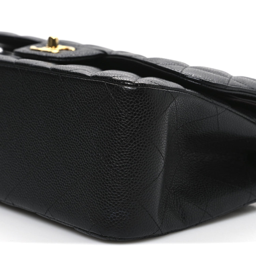 Caviar Quilted Jumbo Double Flap Black