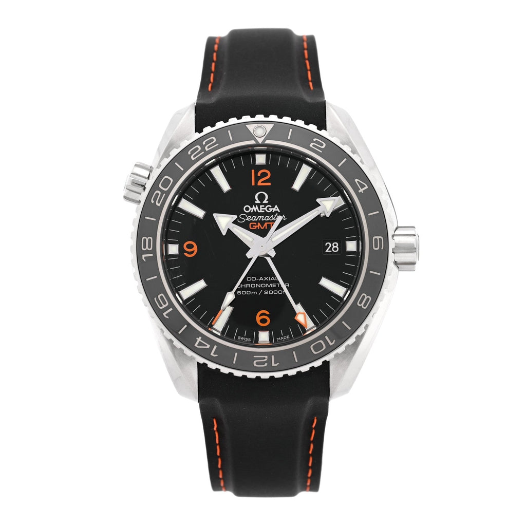 Stainless Steel Calfskin 43mm Seamaster Planet Ocean GMT Co-Axial Chronometer Automatic Watch Black 232.32.44.22.01.002
