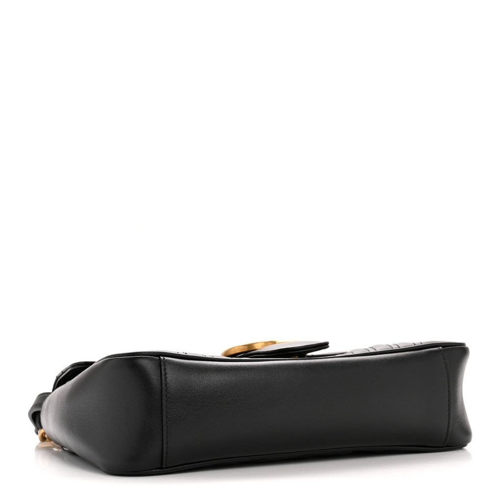 Calfskin Matelasse Small GG Marmont Shoulder Bag Black
