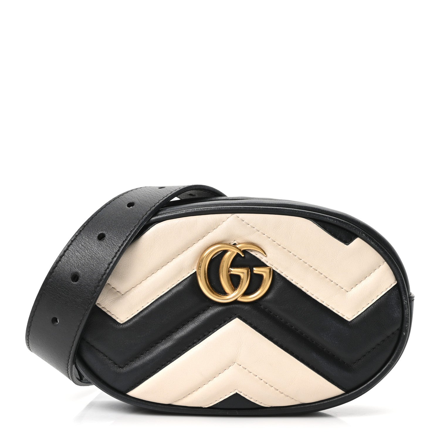Calfskin Matelasse GG Marmont Belt Bag 85 34 Black White