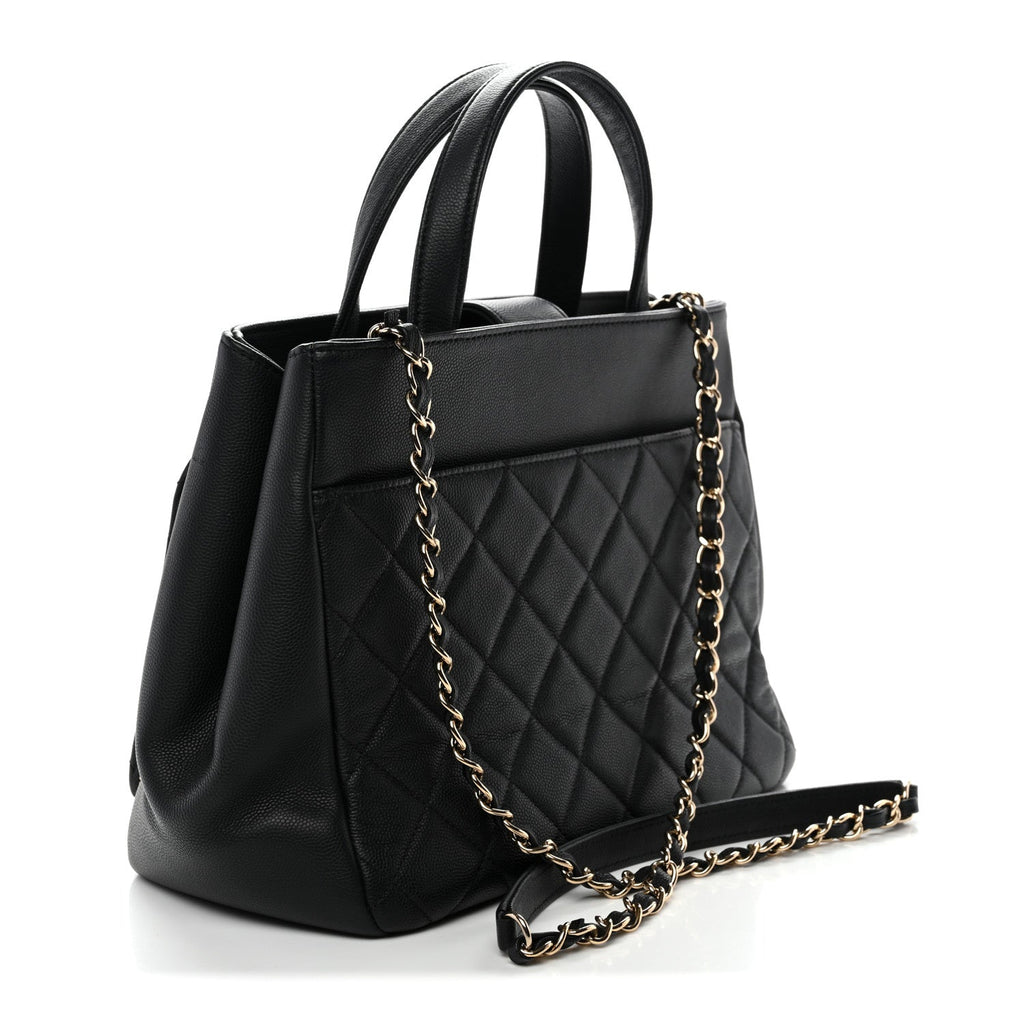 Caviar Quilted Small Business Affinity Shopping Bag Black