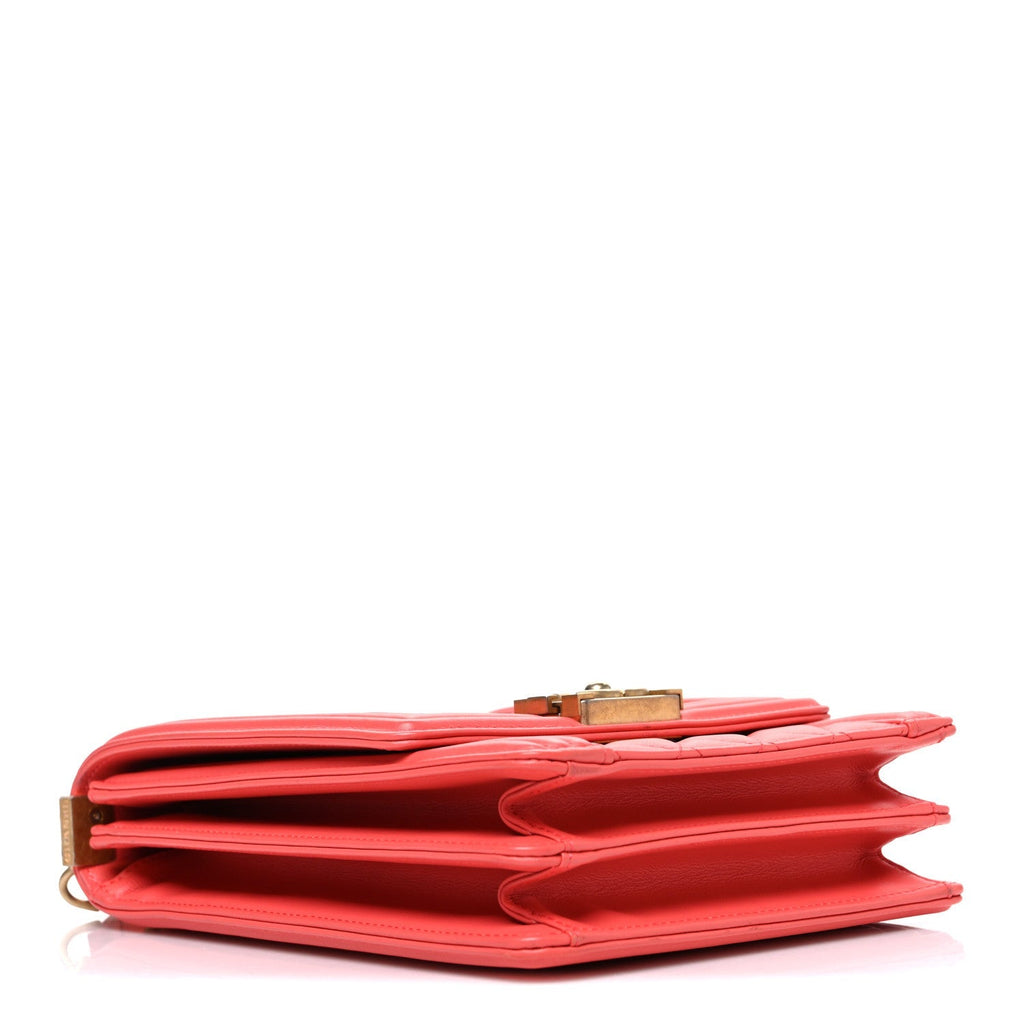 Calfskin Quilted North South Boy Flap Coral