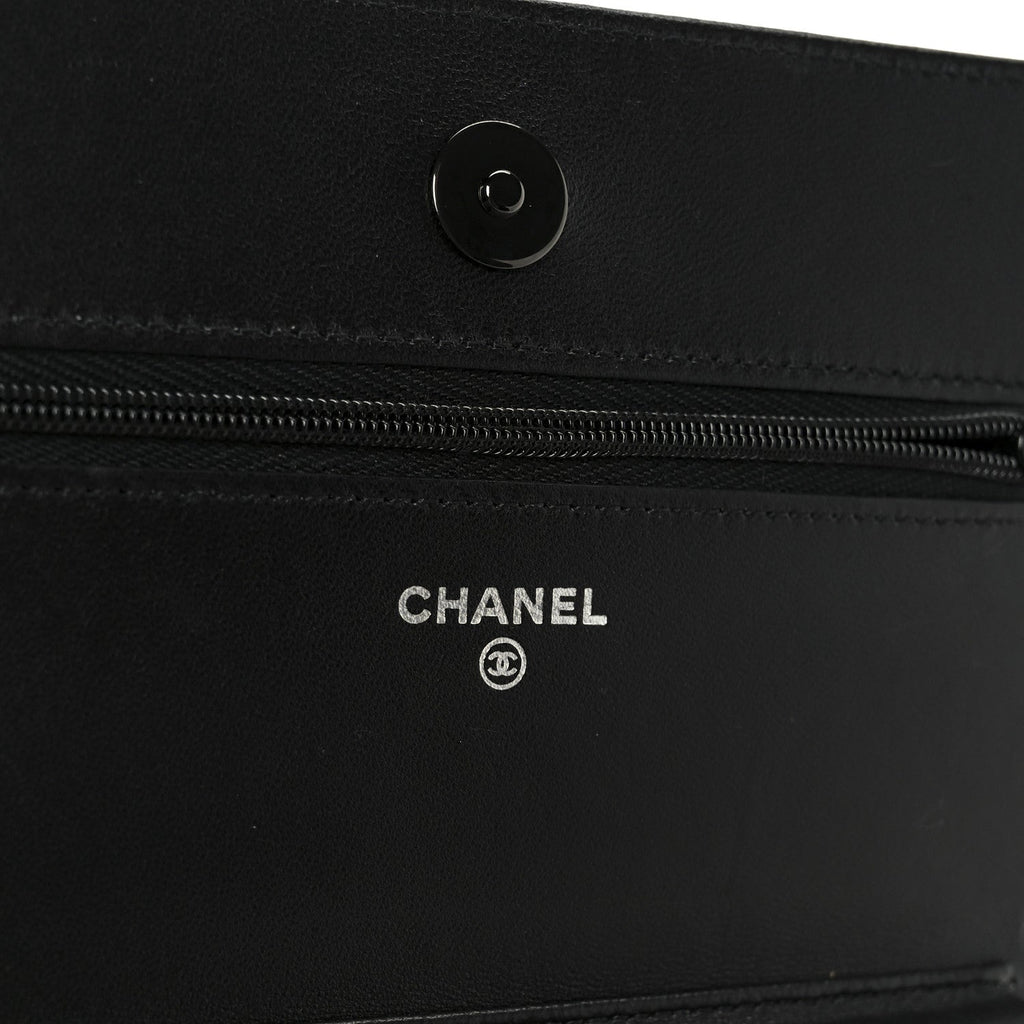 Lambskin Quilted Wallet On Chain WOC So Black