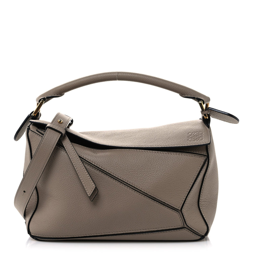 Grained Calfskin Small Puzzle Bag Sand