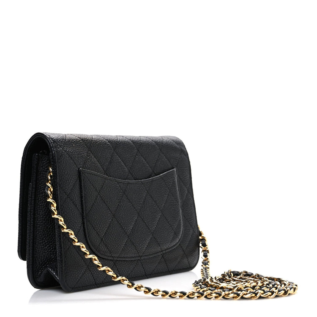 Caviar Quilted Wallet on Chain WOC Black