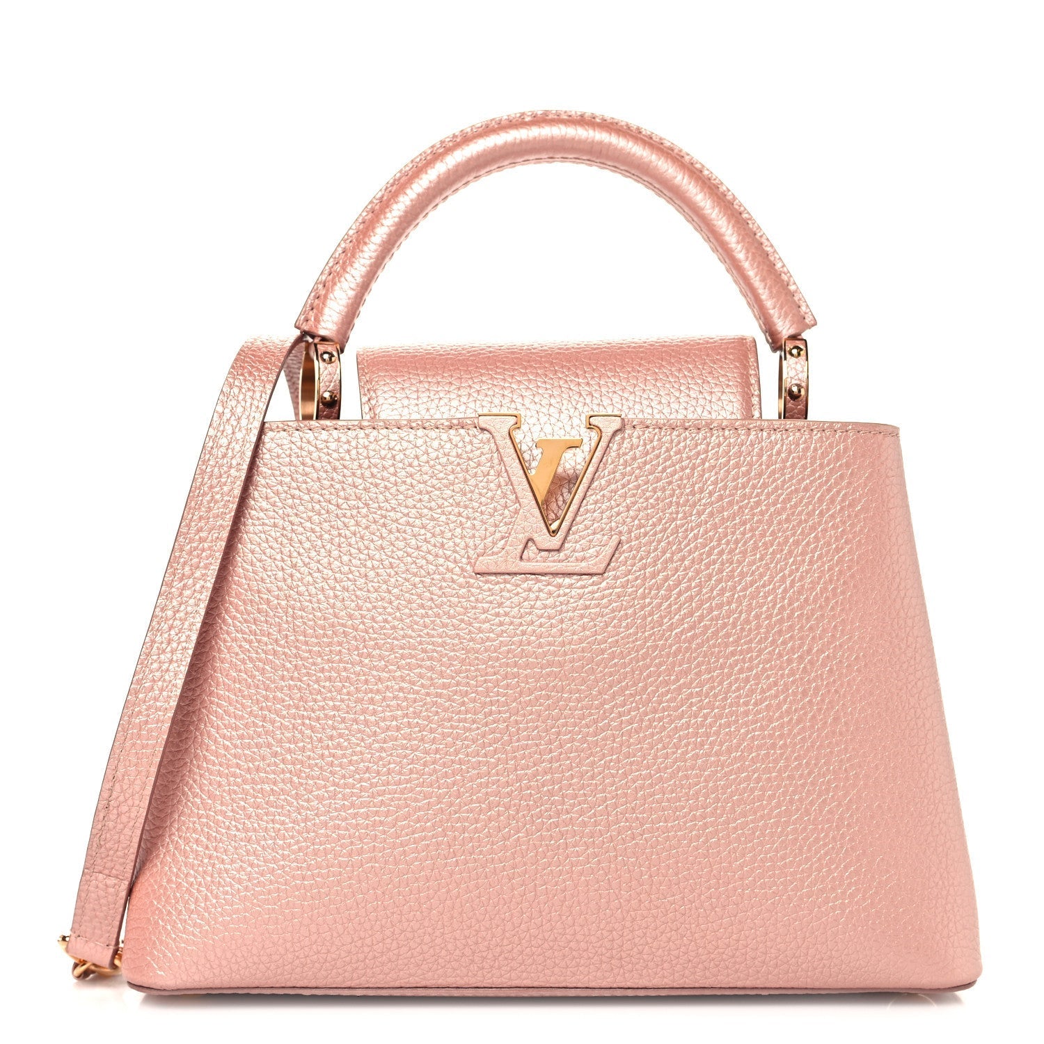 Metallic Taurillon Capucines BB Pearly Pink