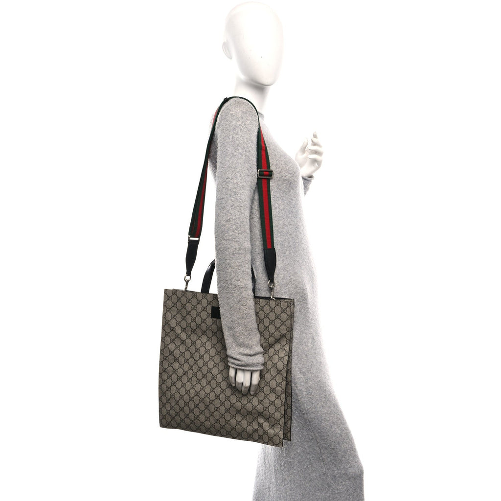 Soft GG Supreme Monogram Web Vertical Tote Black