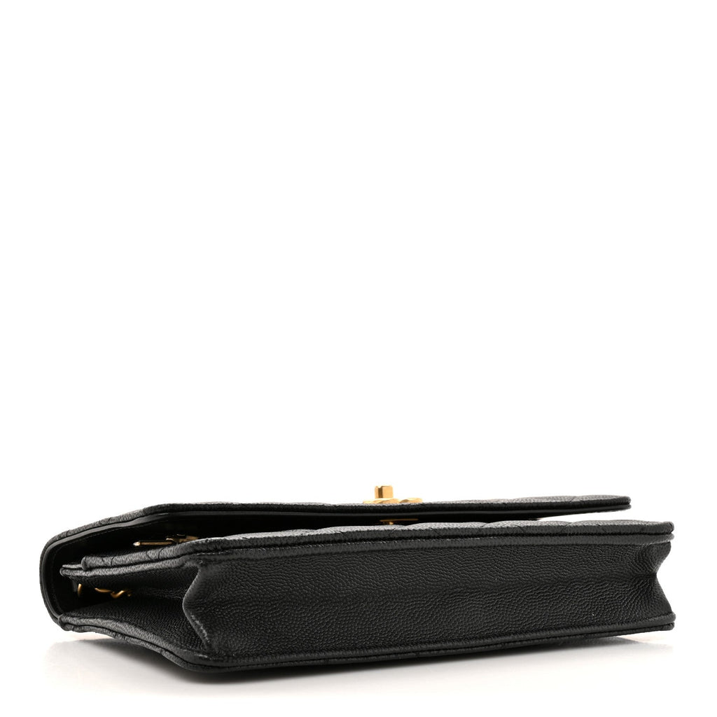 Caviar Quilted CC Turnlock Charm Wallet On Chain WOC Black