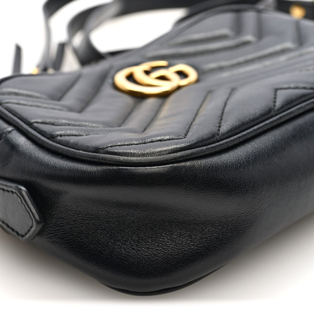 Calfskin Matelasse Mini GG Marmont Chain Shoulder Bag Black