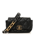 Goatskin Quilted Chanel 19 Waist Bag Black