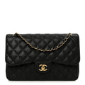 Caviar Quilted Jumbo Double Flap Black
