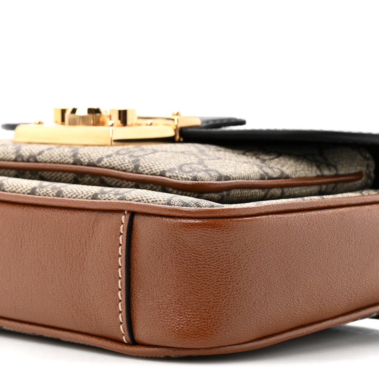 GG Supreme Monogram New Sakai Lux Calfskin Mini Padlock Flap Pocket Shoulder Bag Beige Ebony Black Cuir