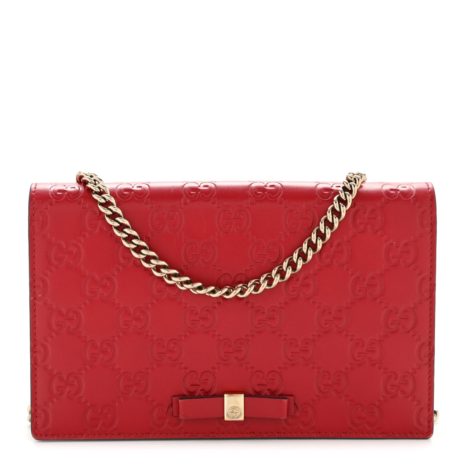 Guccissima Signature Bowy Chain Wallet Hibiscus Red