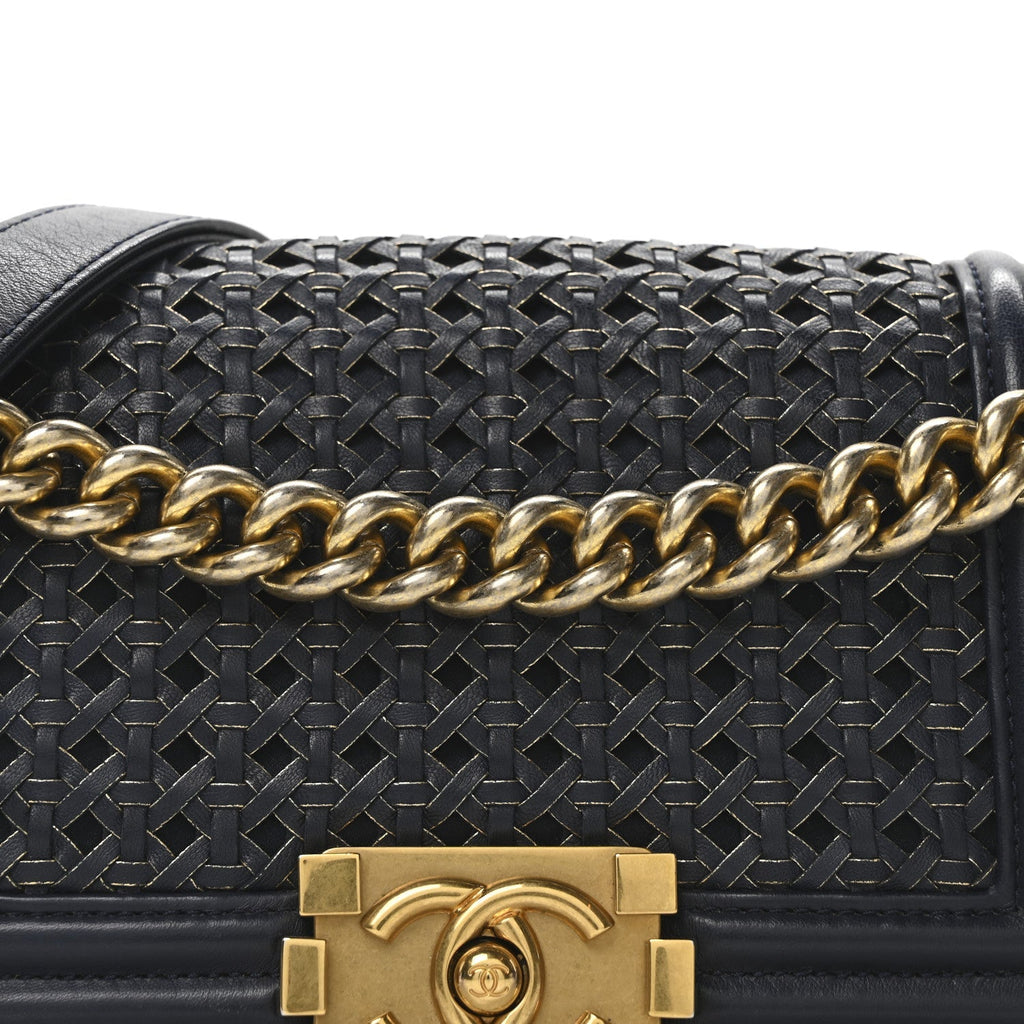 Sheepskin Braided Small Boy Reverso Flap Navy