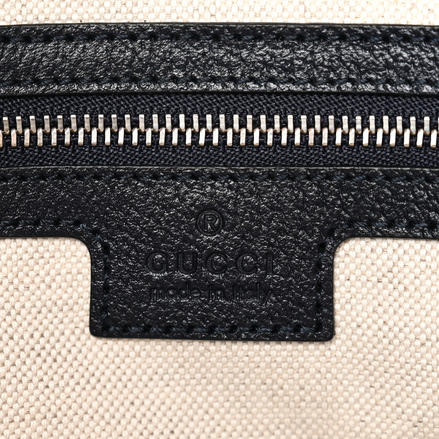 GG Supreme Monogram Textured Calfskin Web Large Attache Shoulder Bag Beige Blue