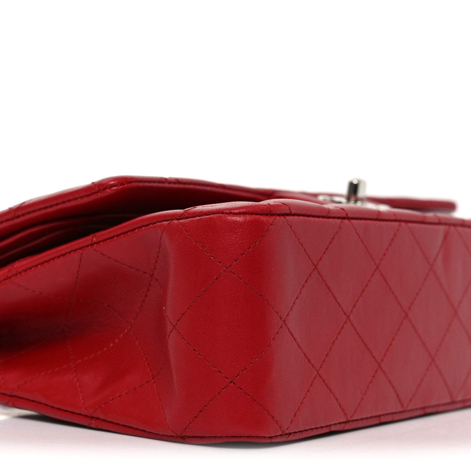 Lambskin Quilted Medium Double Flap Red