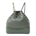 Aged Calfskin Quilted Small Gabrielle Backpack Green