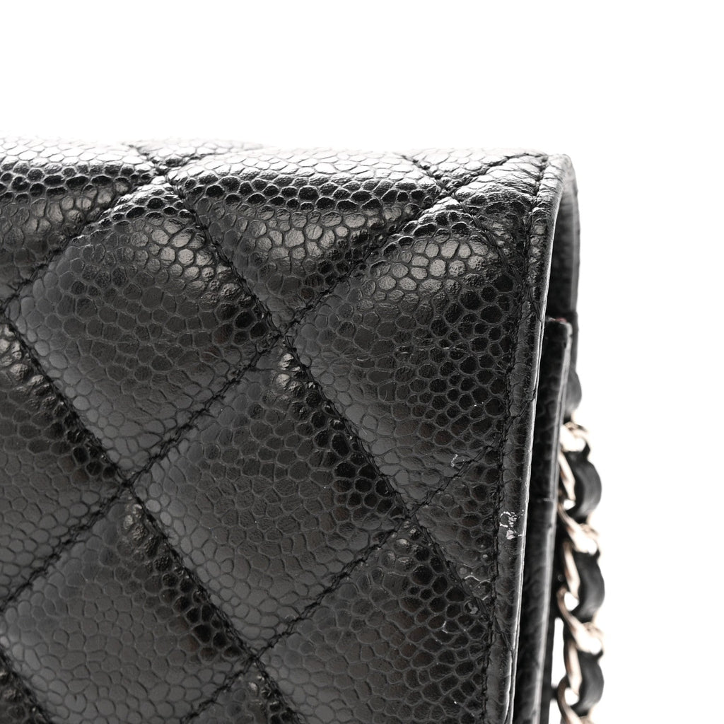 Caviar Quilted Wallet on Chain WOC Black