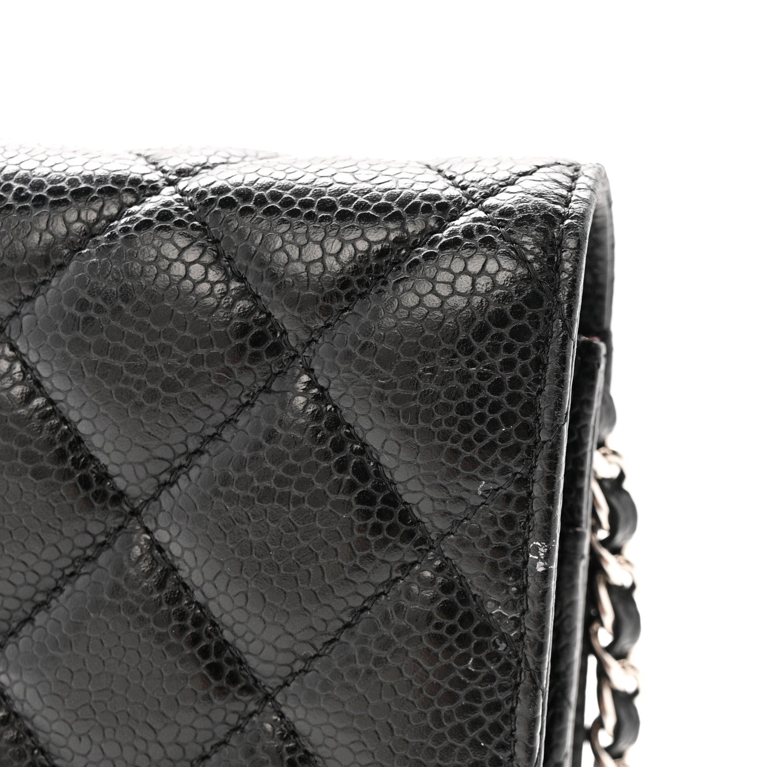 Caviar Quilted Wallet on Chain WOC Black