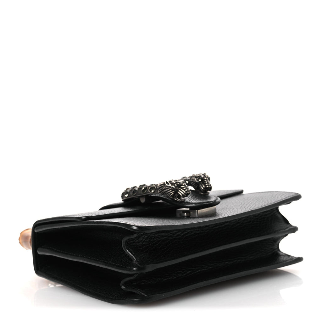 Dollar Calfskin Crystal Web Mini Dionysus Bamboo Top Handle Bag Black Black Diamond