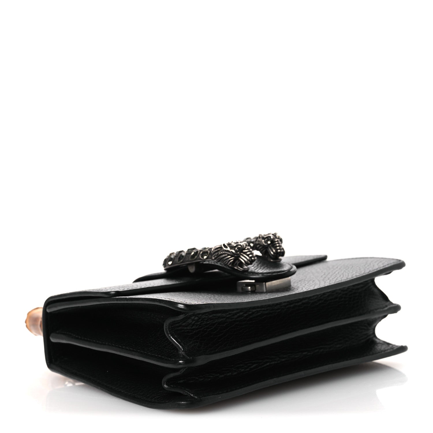 Dollar Calfskin Crystal Web Mini Dionysus Bamboo Top Handle Bag Black Black Diamond