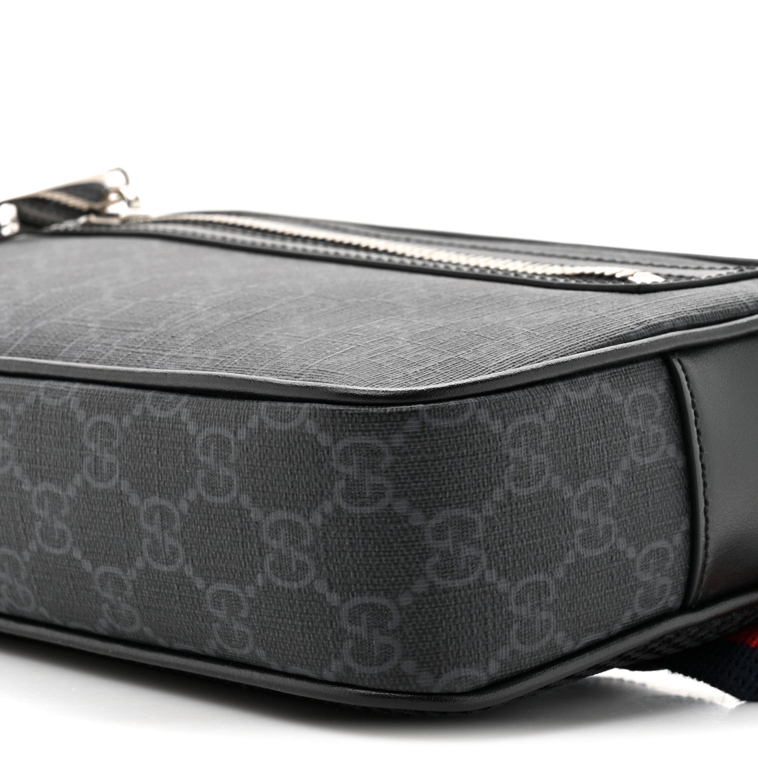 Soft GG Supreme Monogram Web Belt Bag Black Grey