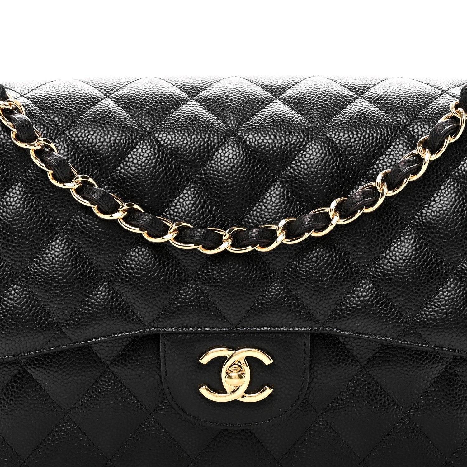Caviar Quilted Jumbo Double Flap Black