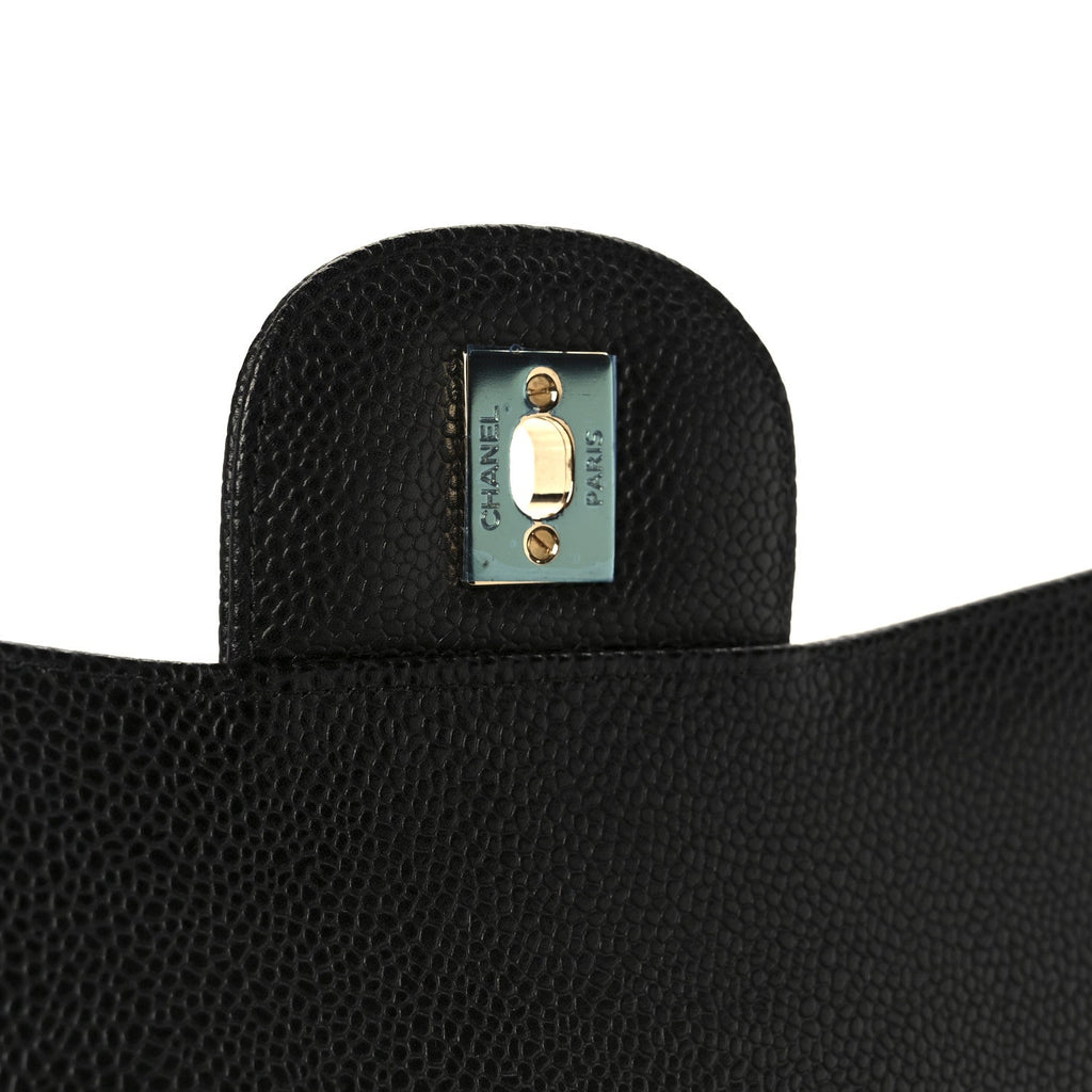Caviar Quilted Jumbo Double Flap Black