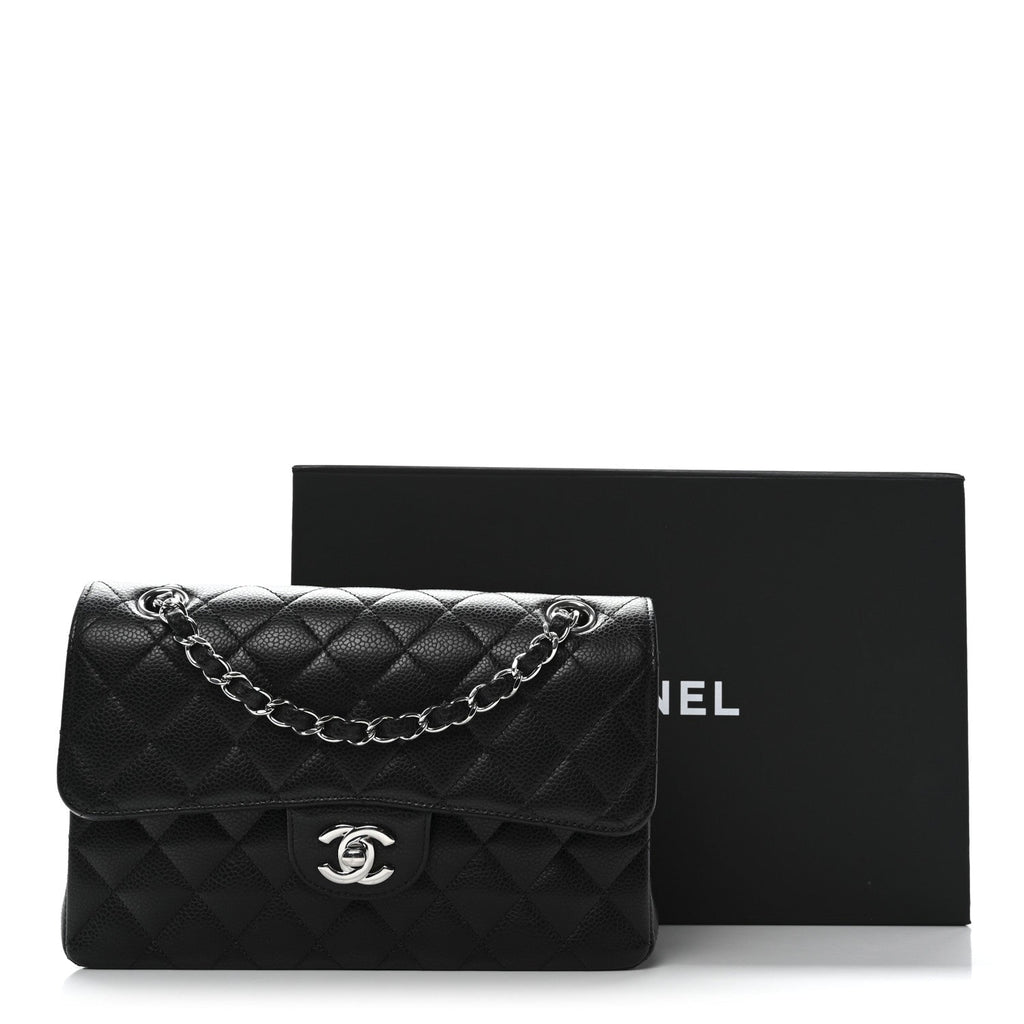 Caviar Quilted Small Double Flap Black