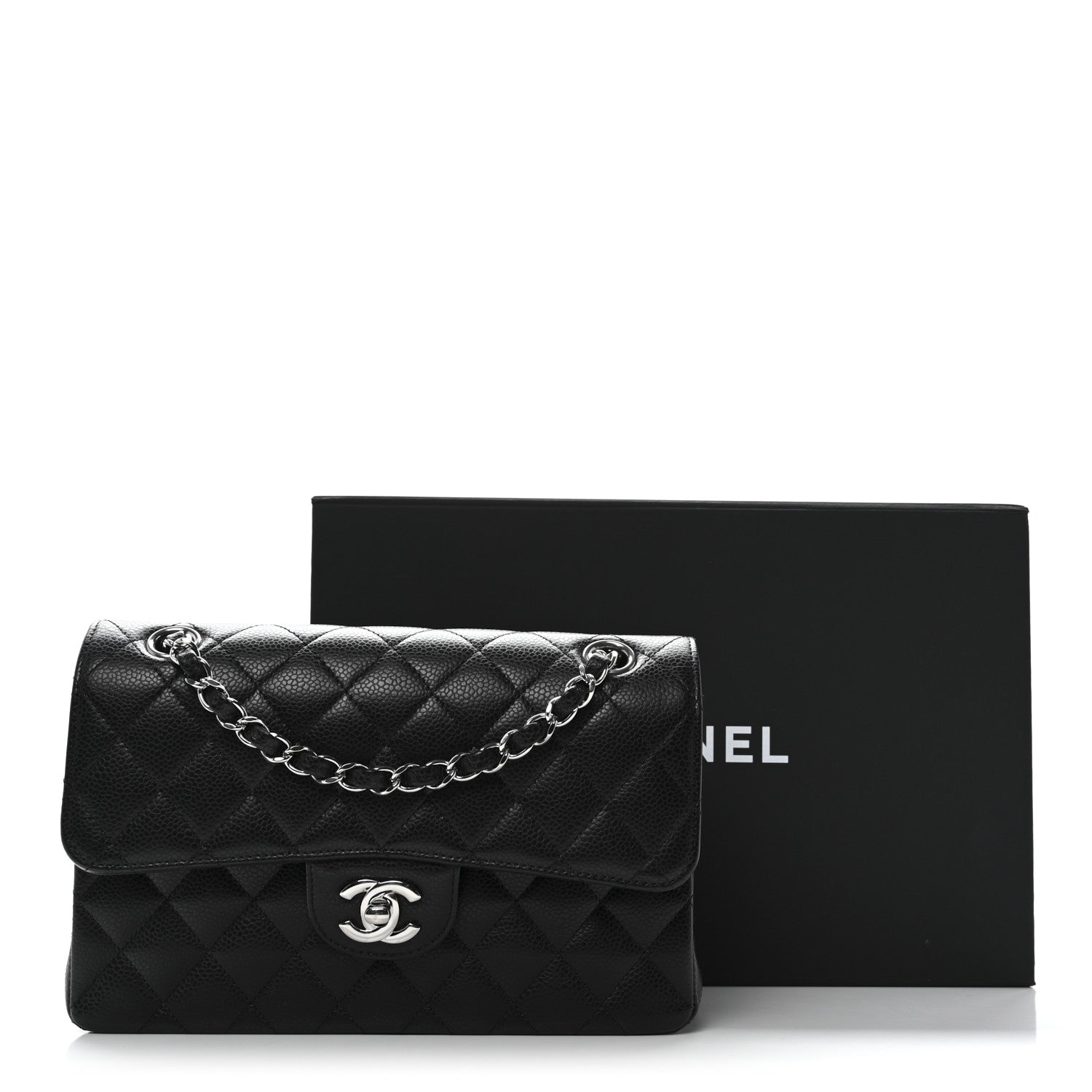 Caviar Quilted Small Double Flap Black