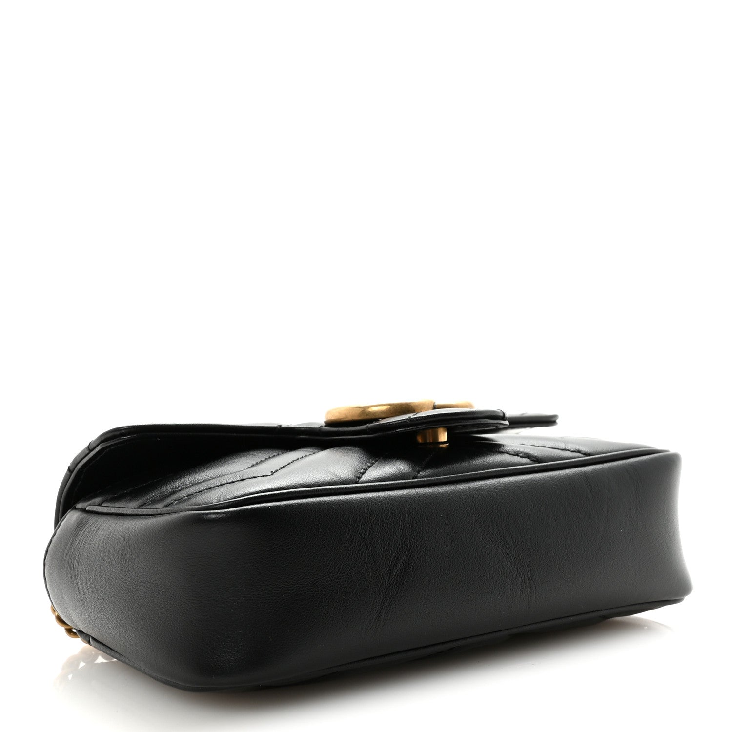 Calfskin Matelasse Super Mini GG Marmont Shoulder Bag Black