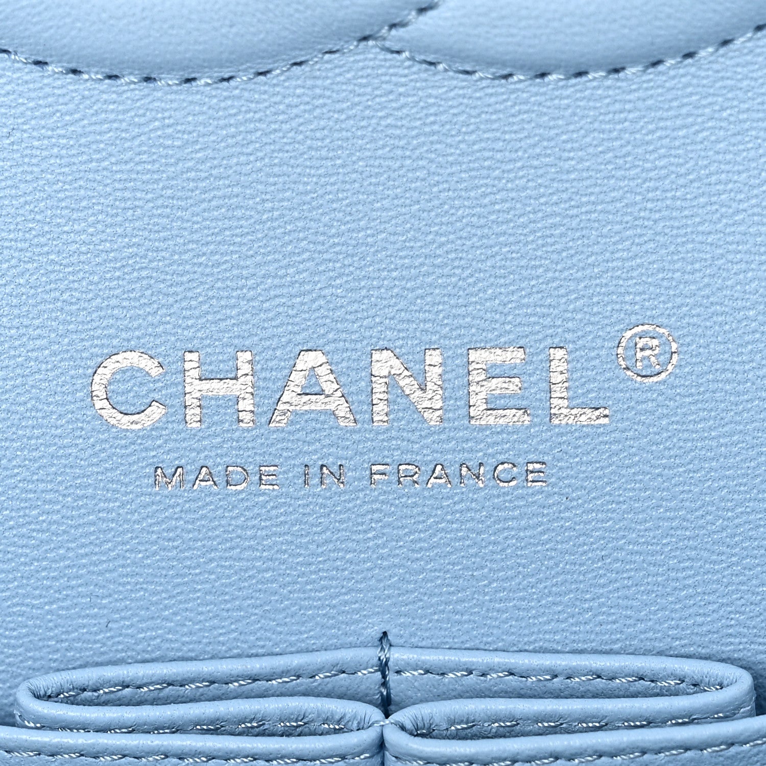 Denim Quilted Medium Double Flap Light Blue