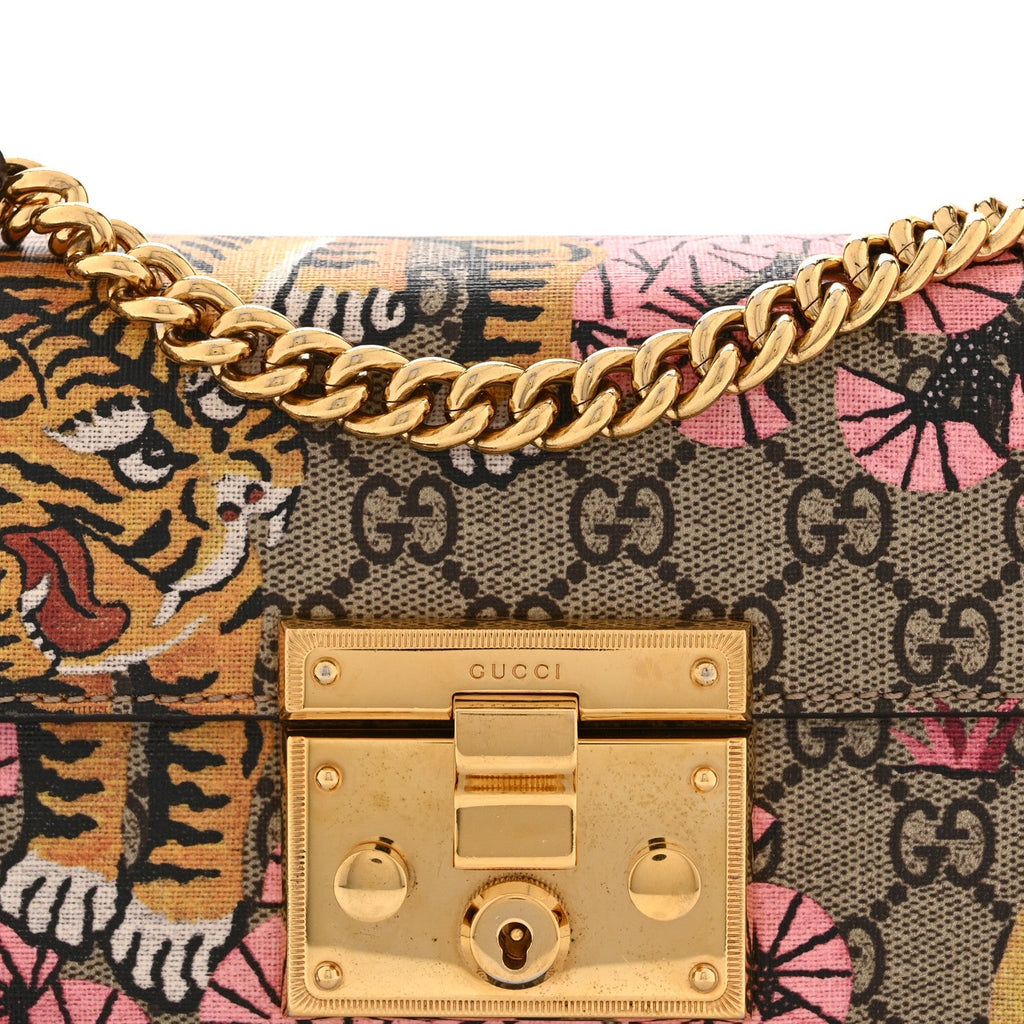 GG Supreme Monogram Bengal Small Padlock Shoulder Bag Beige Pink
