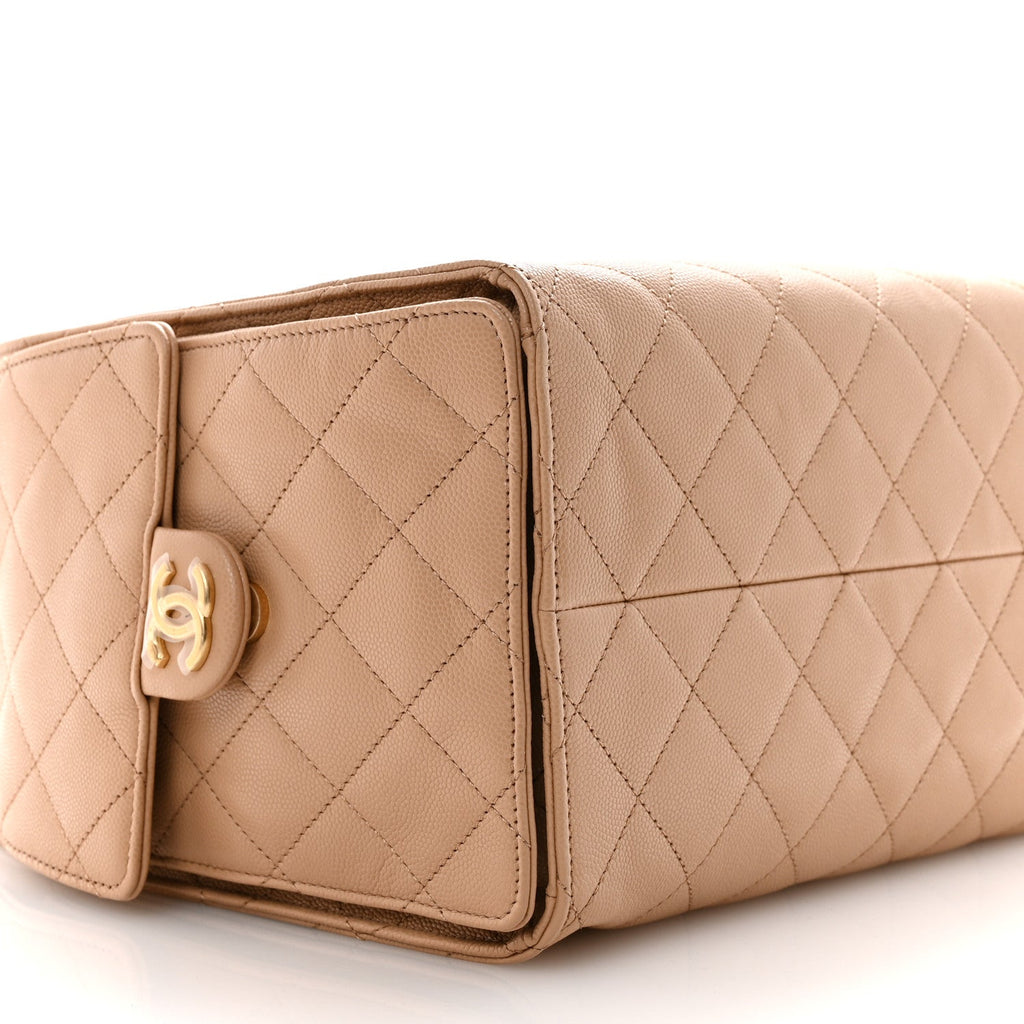 Caviar Quilted Medium Chanel 25 Handbag Beige