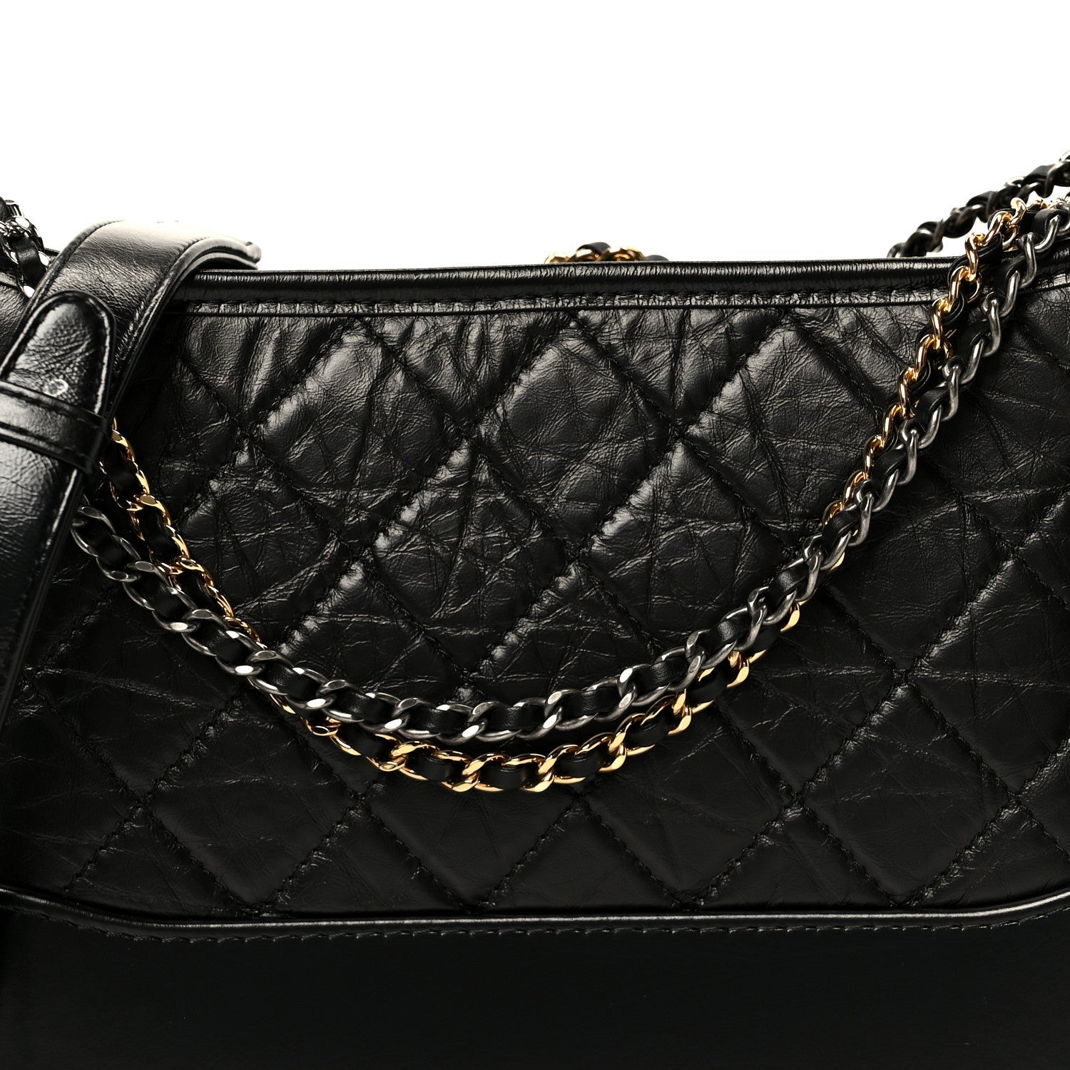 Aged Calfskin Quilted New Medium Gabrielle Hobo Black