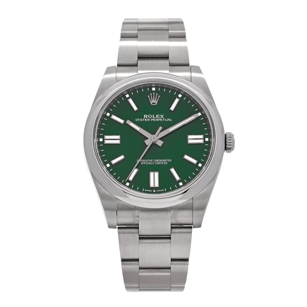 Stainless Steel 41mm Oyster Perpetual Watch Green 124300