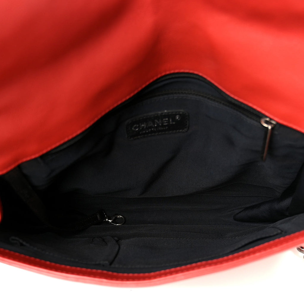 Calfskin Quilted Large Boy Flap Red