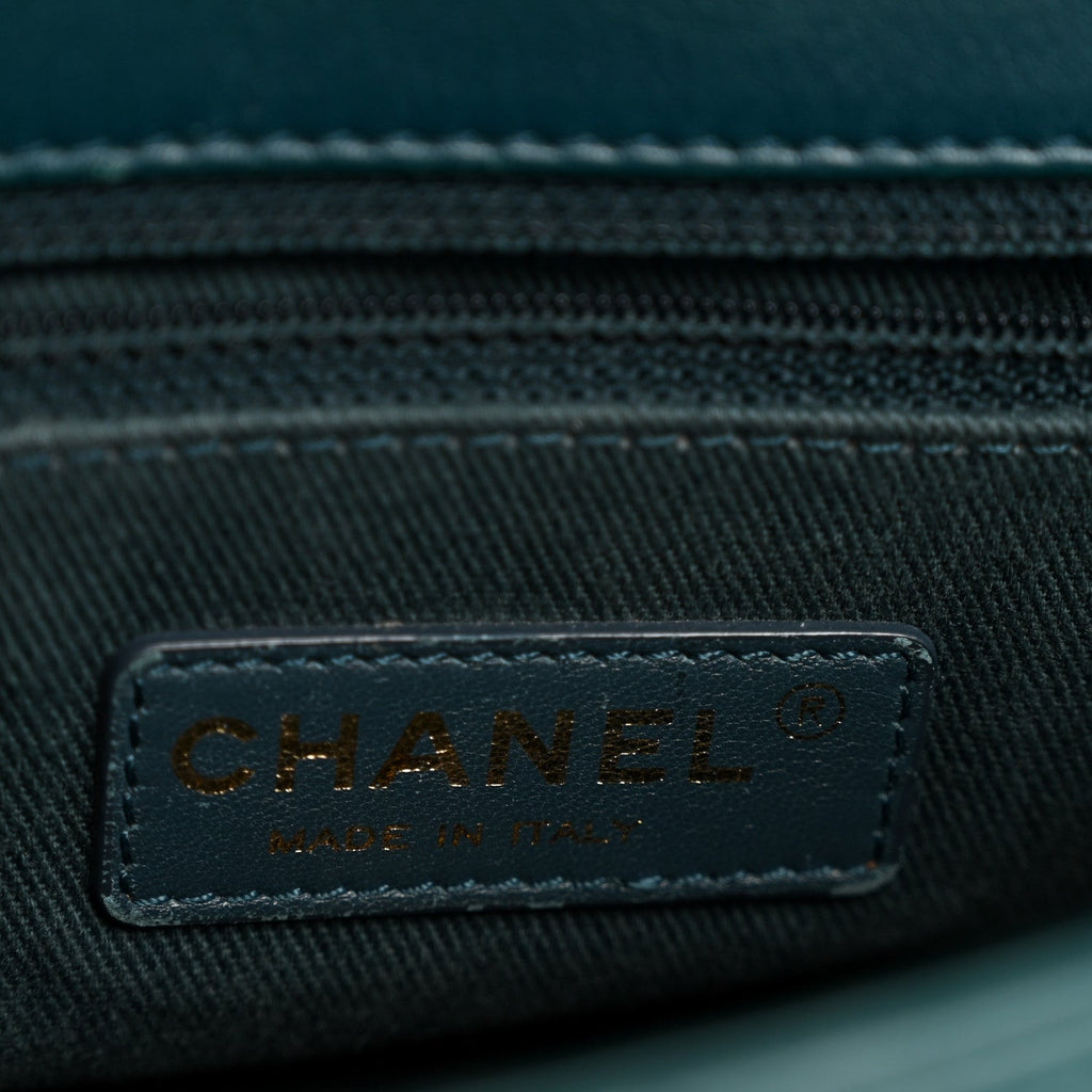Lambskin Quilted Mini Rectangular Flap Dark Blue