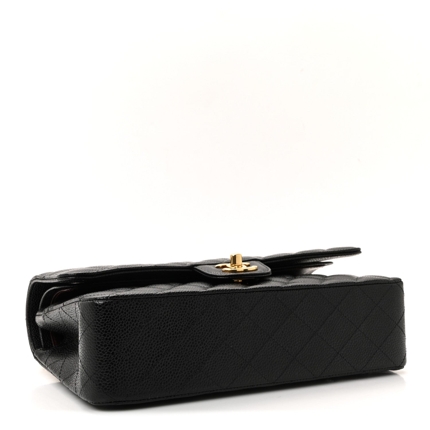 Caviar Quilted Medium Double Flap Black