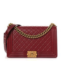 Lambskin Quilted New Medium Boy Flap Red