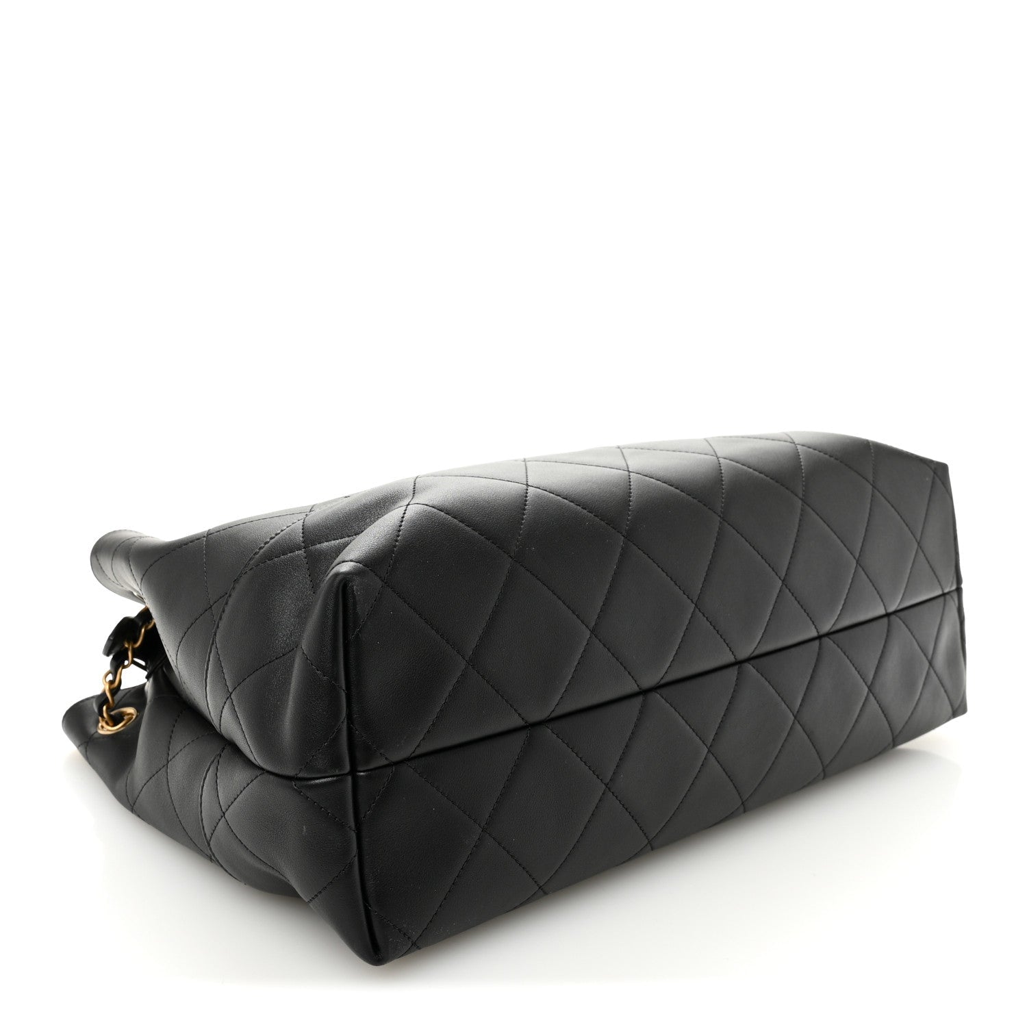 Calfskin Quilted Large Coco Base Shopping Bag Black