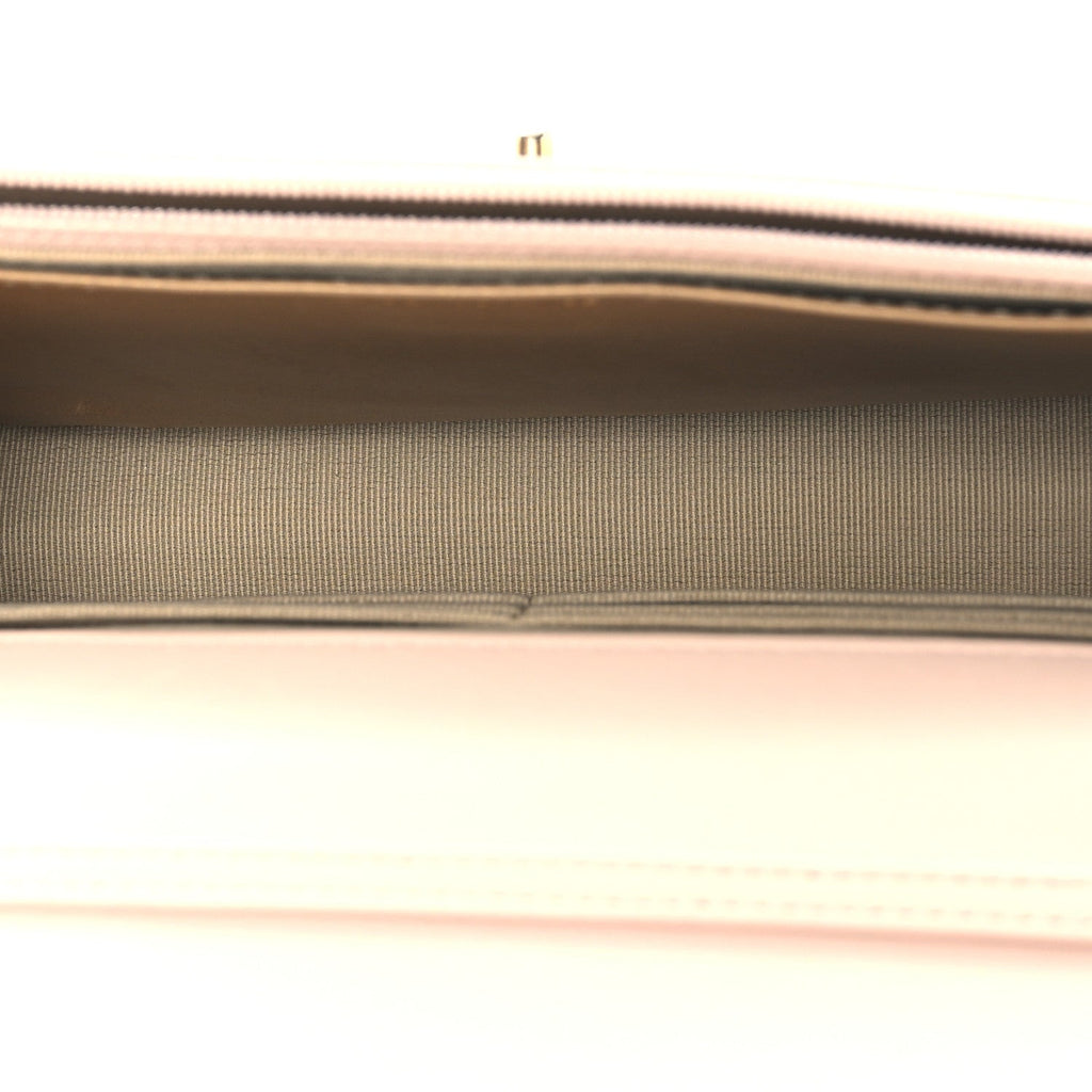 Lambskin Quilted CC Pearl Crush Wallet on Chain WOC Light Pink
