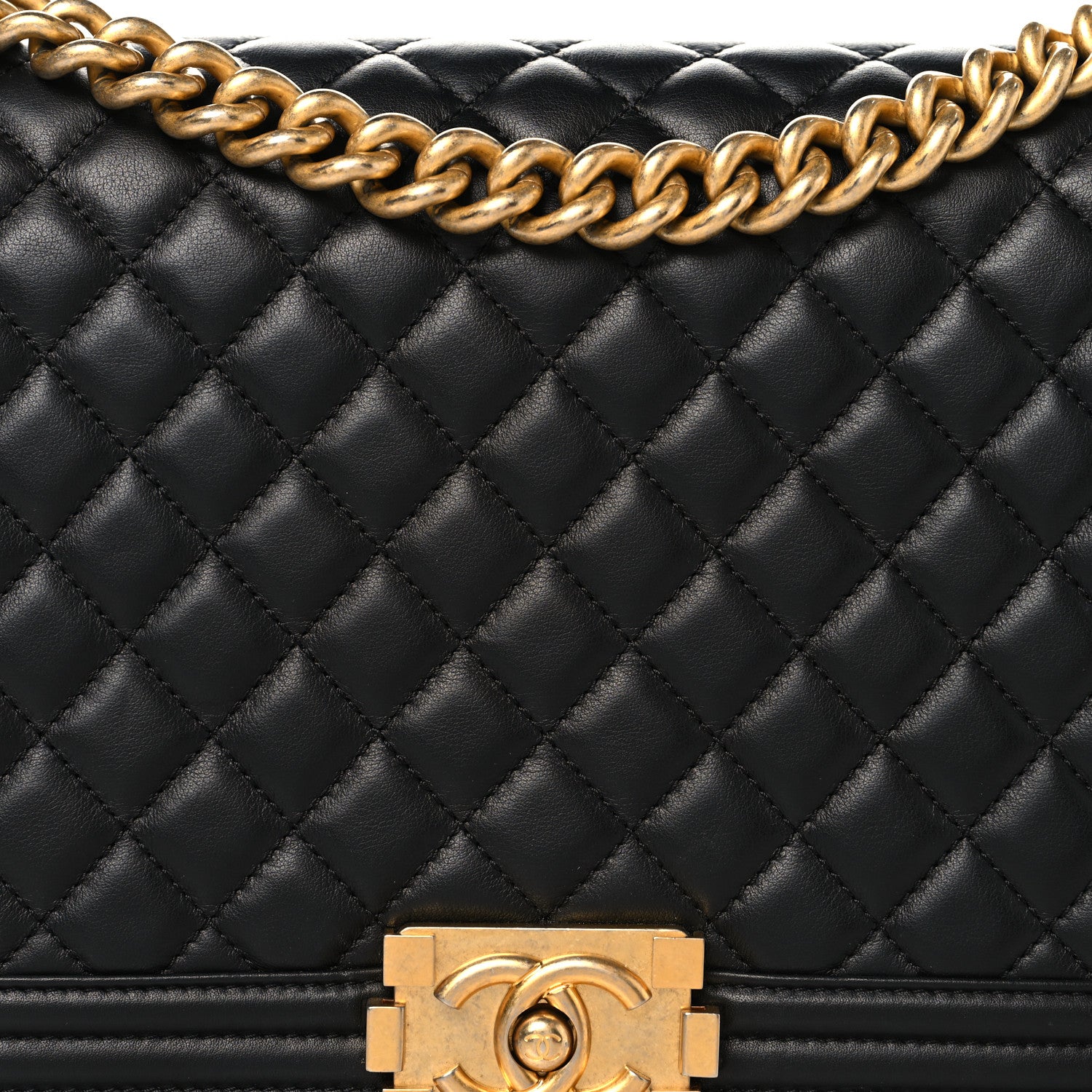 Lambskin Quilted New Medium Boy Flap Black