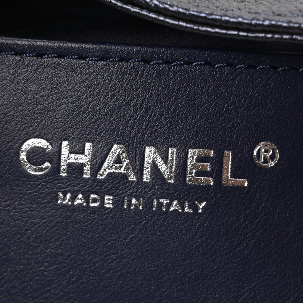 Metallic Caviar Quilted Mini Chanel 25 Handbag Dark Blue