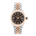 Stainless Steel 18K Everose Gold Diamond 28mm Oyster Perpetual Datejust Watch Chocolate 279171