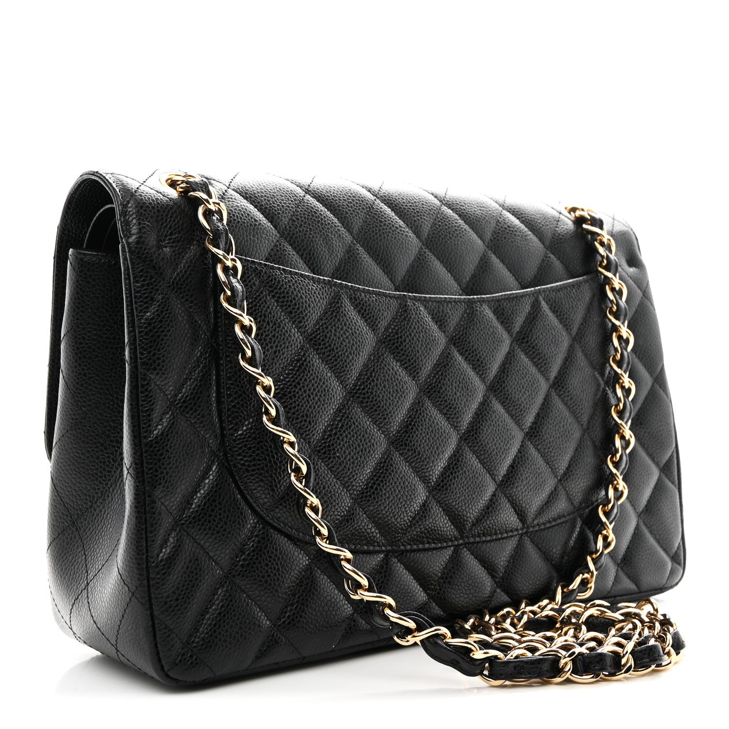Caviar Quilted Jumbo Double Flap Black