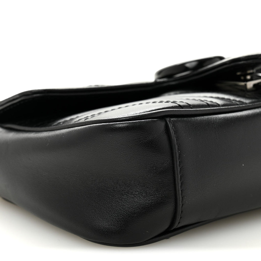 Calfskin Matelasse Monochrome Mini GG Marmont Shoulder Bag Black