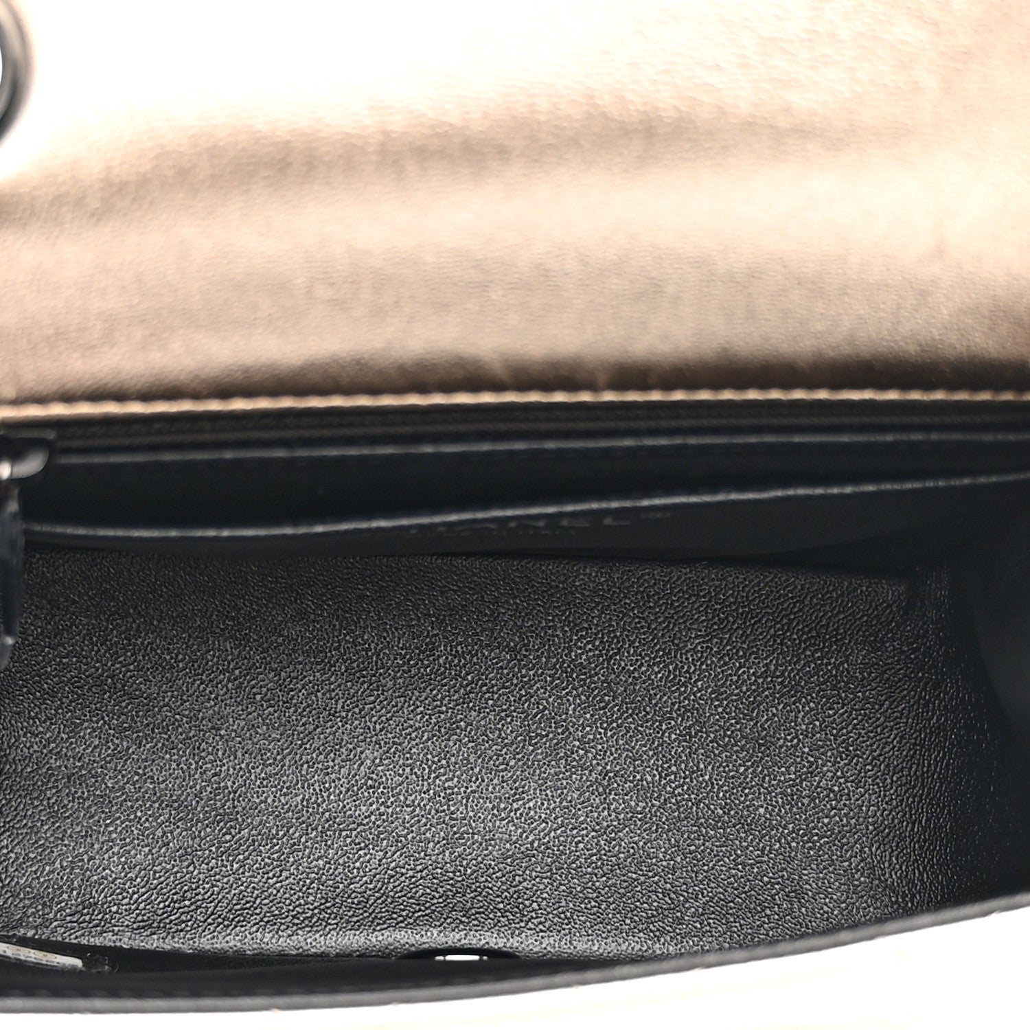Metallic Lambskin Quilted Mini Square Flap Gold Black