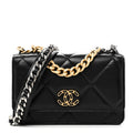 Lambskin Quilted Chanel 19 Wallet On Chain WOC Black